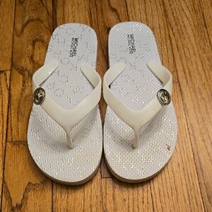 Michael Kors White Flip Flops